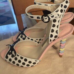 Sophia Webster Lula High Heel Scrappy Polka Dot Shoes Heart Heels RARE
